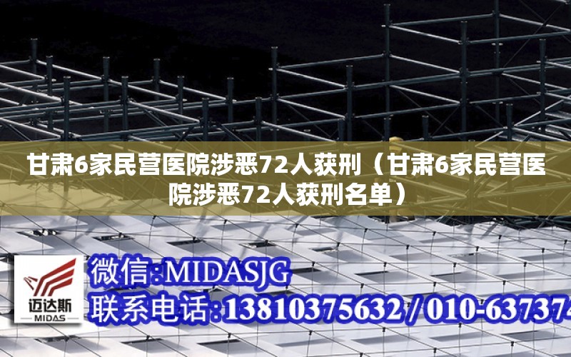 甘肅6家民營醫院涉惡72人獲刑（甘肅6家民營醫院涉惡72人獲刑名單）