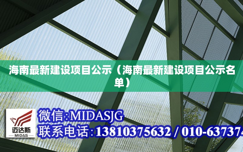 海南最新建設項目公示（海南最新建設項目公示名單）